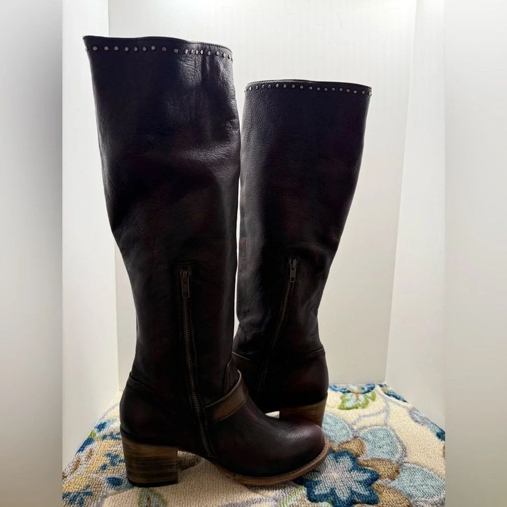 Freebird Tall Knee High Side Zip Boots Burgundy 11 NWT - Picture 7 of 8